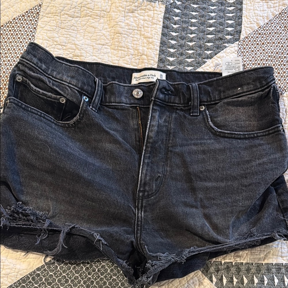 Abercrombie & Fitch Black Washed Denim Cutoff Shorts